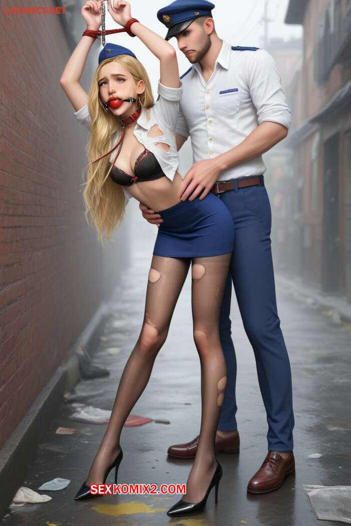 Comic porno Bondage Stewardess Blonde Hat. AI Generated