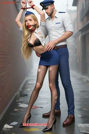 Comic porno Bondage Stewardess Blonde Hat. AI Generated