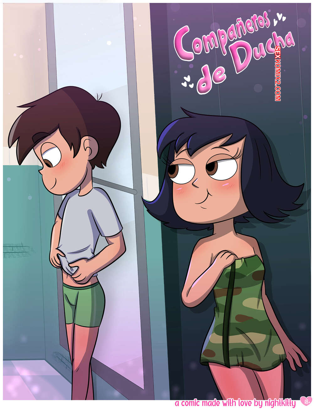 Comic porno COMPAÑEROS de DUCHA. Nightkitty.