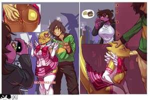 Comic porno Deltarune. Alphys x Kris x Susie. OkuMakimura